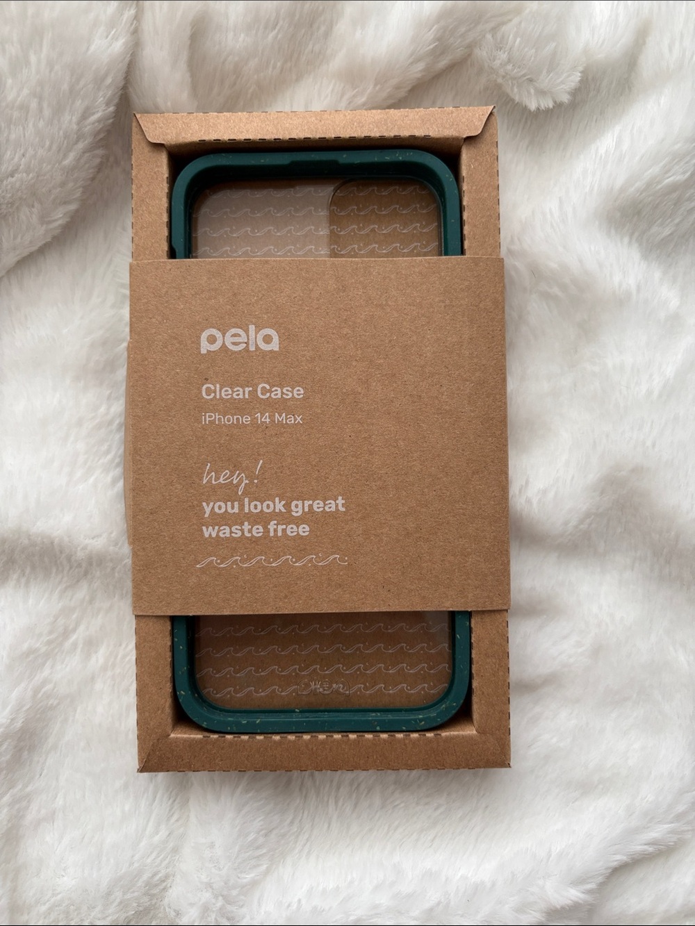 Pela Clear iPhone 14 Max Case — Green Bumper